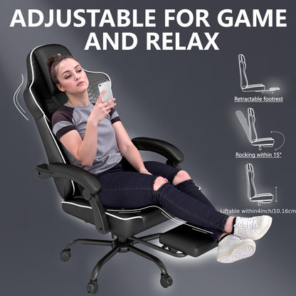 Gaming stoel – Gaming chair – Bureaustoel – Computestoel – Gamerstoel – Wit – Ergonomisch Design – 360 Graden Draaibaar