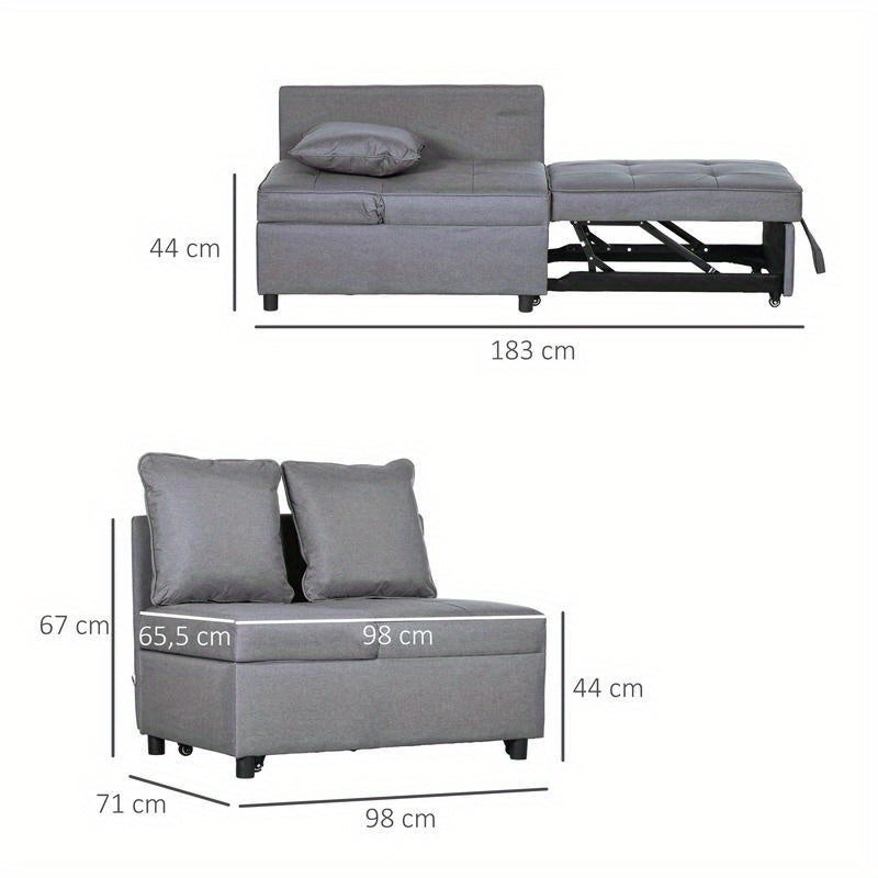 Multifunctionele Slaapstoel – Slaapbank – Slaapfauteuil – Zetelbed – Opklapbare Fauteuil – Ruimtebesparend Ontwerp – Comfortabele Foam Bekleding – Donkergrijs