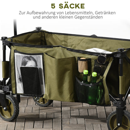 Vouwkar – Bolderkar – Steekwagentje – Transportkar – Inklapbare kar – Draagvermogen 120 kg – Stalen frame groen