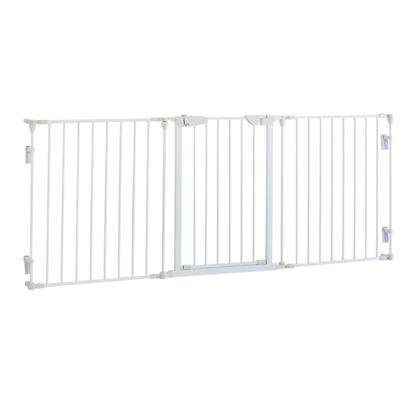 Dog Barrier with 3 Elements And Safety Door, Plastic, White, Measuring 180X3X74.5Cm for Secure Dog Protection.