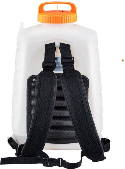 Tuinsproeier Rugspuit - Buitenrugspuit - voor Onkruidbestrijding en Reiniging - Verstelbare druk - 4 Gallon Tank - Wit & Oranje
