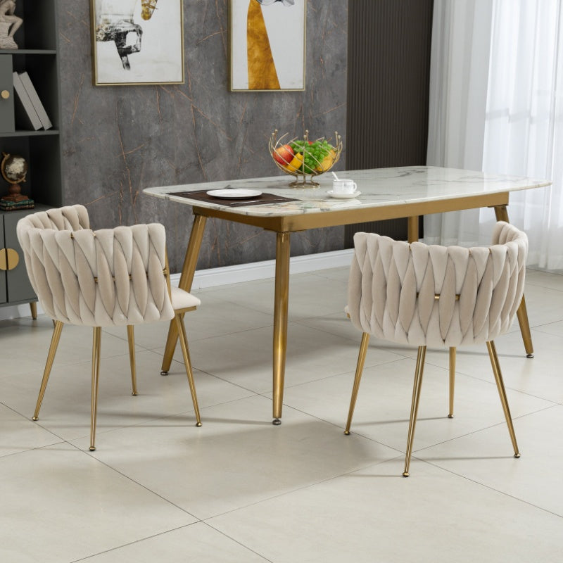 Eetkamerstoel – Fauteuil – Stoel – Veloursstoel – Kuipstoel – Luxe Fluweel Bekleding – Gouden Metalen Poten