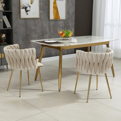 Eetkamerstoel – Fauteuil – Stoel – Veloursstoel – Kuipstoel – Luxe Fluweel Bekleding – Gouden Metalen Poten