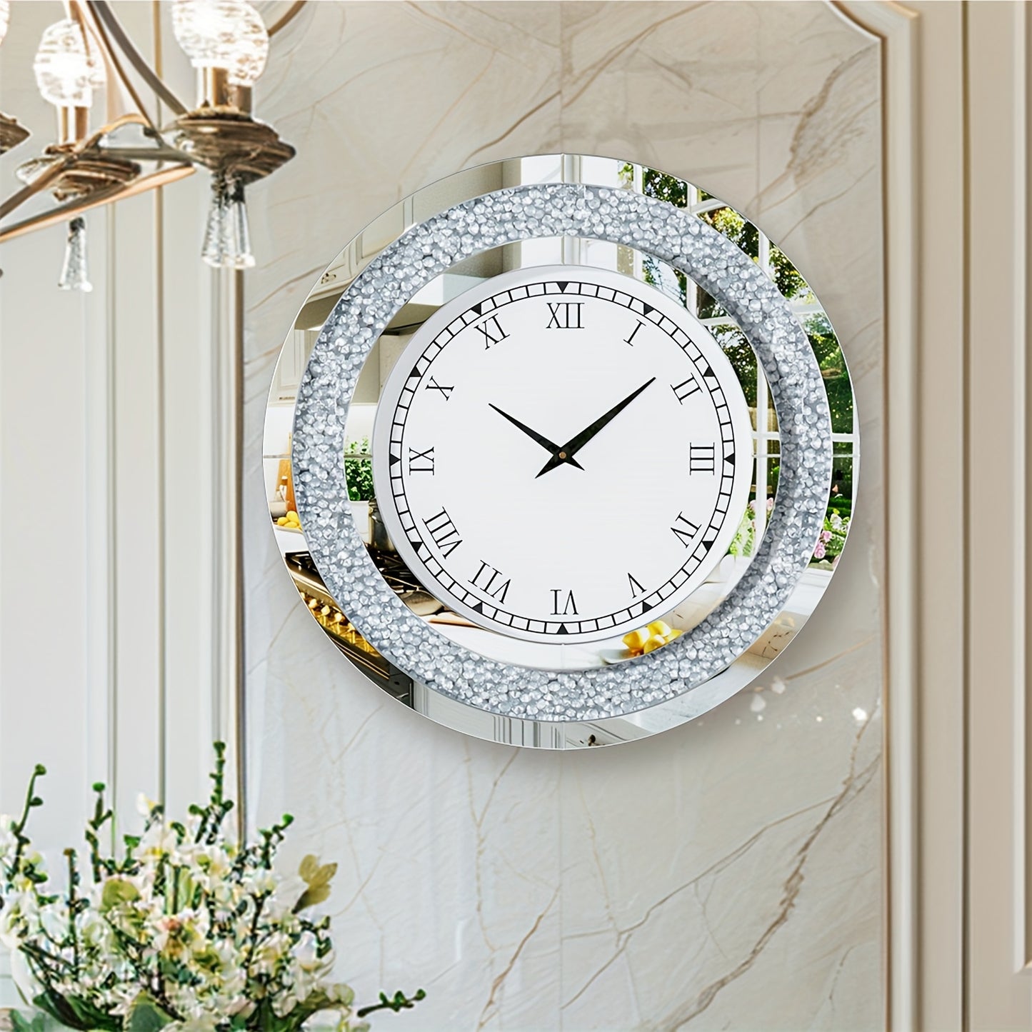 Wandklok – Muurklok – Klok – Tafelklok – Ronde klok – 60 cm – Kristal design – Stil quartz uurwerk