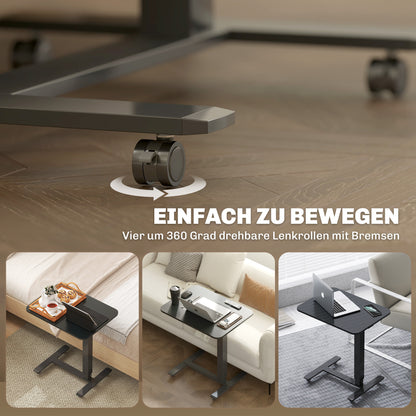 Zitsta bureau – Zit-stand bureau – Sta bureau – Verstelbaar bureau – Elektrisch bureau – C-vormig design – Handmatig verstelbaar 70-110 cm – Met wieltjes en rem