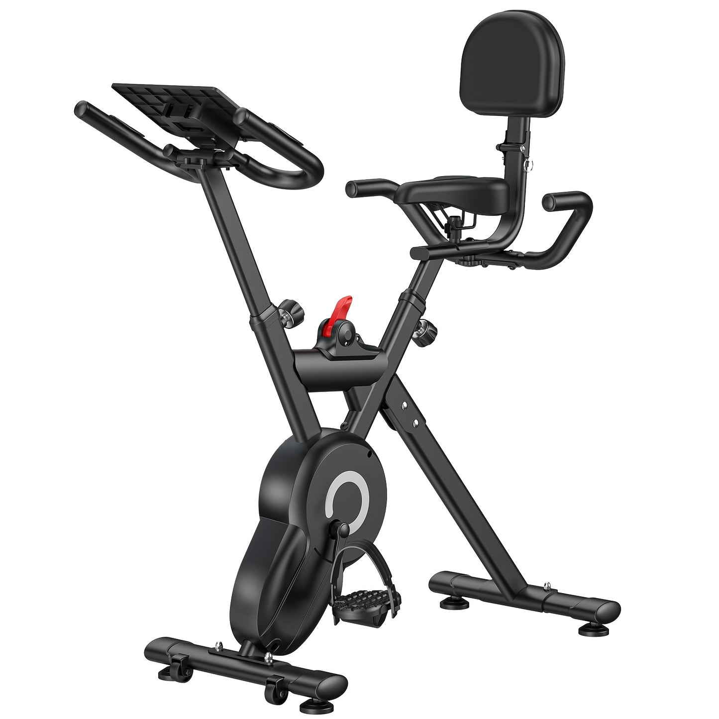 1 Foldable Silent Exercise Bike | Magnetic Resistance, 12-Speed Intelligent Adjustment, 150KG Load-bearing Capacity, Includes Arm Pull Rope, Full Body Shaping, Iron Frame, Without Battery