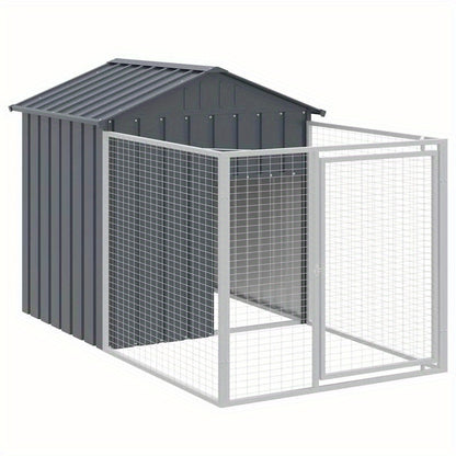 Hondenren – Tuinren – Hondenhok – Buitenren – Hondenkooi Antraciet – Gegalvaniseerd Staal – Ruim 117x201x123 cm