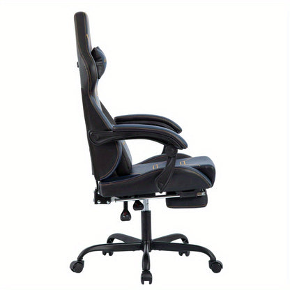 Gamingstoel – Gamestoel – Bureaustoel – Gaming Chair – Game Stoel – Ergonomisch ontwerp – Verstelbare rugleuning – Blauw