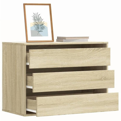 Ladekast – Dressoir – Opbergkast – Kast – Chest Of Drawers – Eikenhout – Slotbare Planken & Softclose Lades – 80x41x58 cm – Eenvoudige Montage