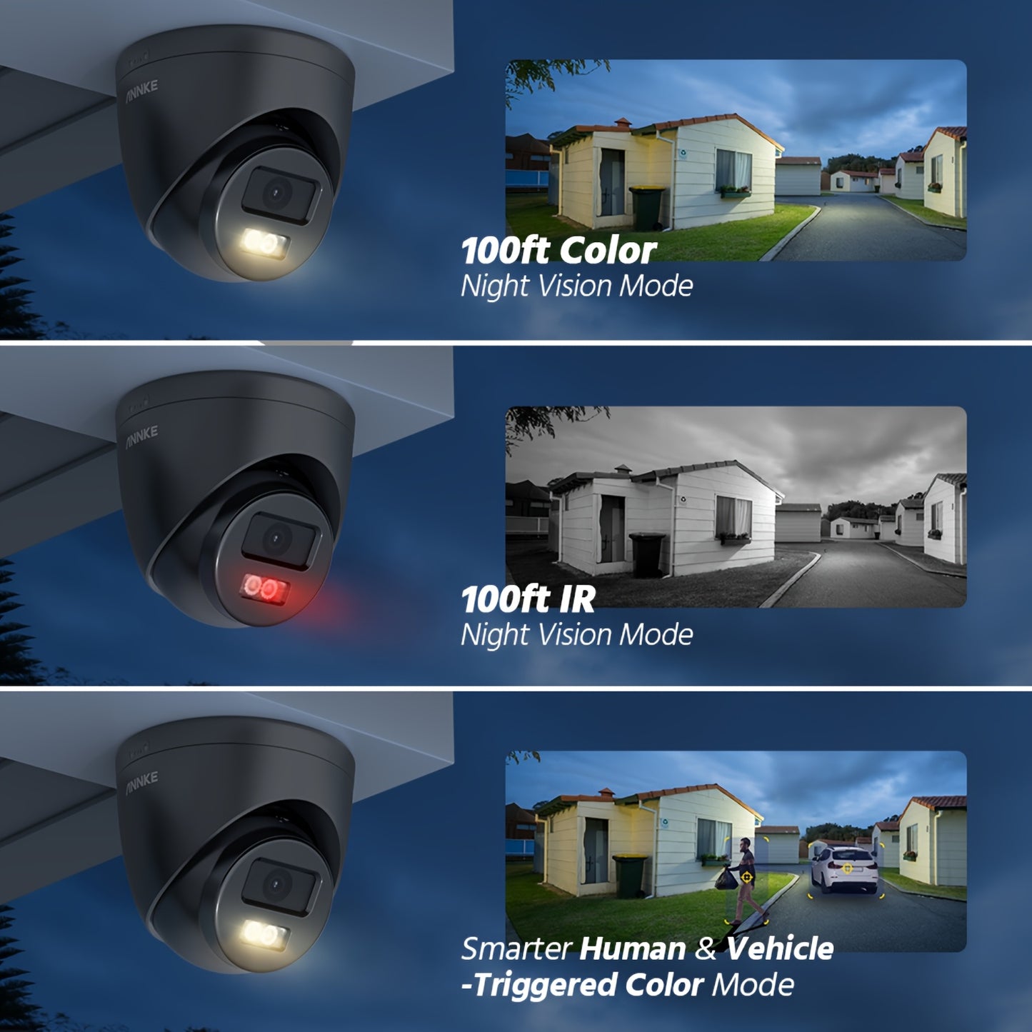 Buitencamera – Beveiligingscamera – IP Camera – CCTV Camera – Zwarte Beveiligingscamera – 3K Ultra HD Beeld – AI Mens- en Voertuigherkenning