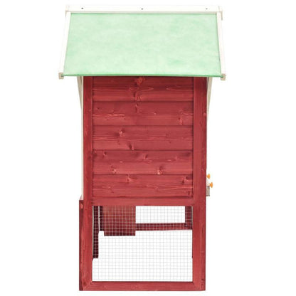 Konijnenhok – Knaagdierenhok – Dierenverblijf – Houtkooi – Grenenhouten Kooi – Rood-Wit – 140x63x120 cm – Robuust Grenenhout