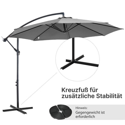 Zonneparasol – Parasol – Terrasparasol – Tuinparasol – Schaduwparasol – Weerbestendig – Handmatige Kurk – 2,95 m Diameter – Polyester Doek & Stalen Frame – Zwart