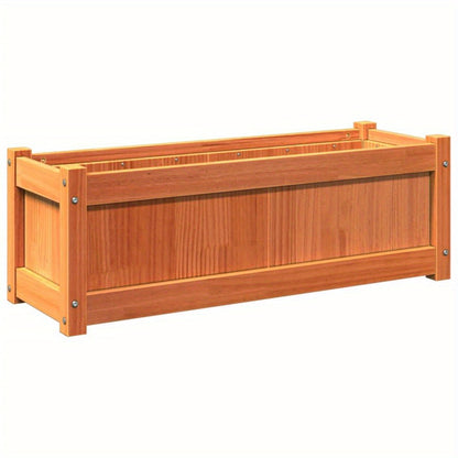 Plantenbak – Bloembak – Moestuinbak – Kruidenbak – Balkonbak – Verhoogde Massief Dennenhouten Plantenbak – 90x31x31 cm – Duurzaam Wax Brown – Eenvoudig te Monteren