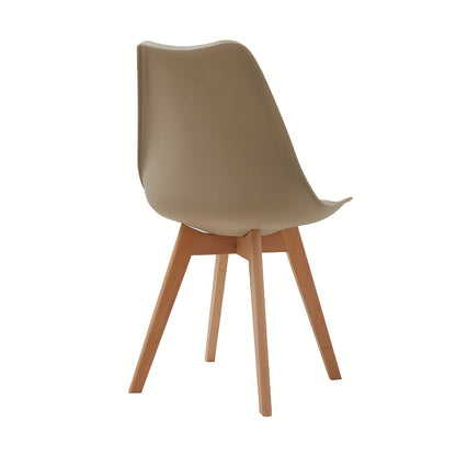 Eetkamerstoelen – Keukenstoelen – Stoelen Set – Design Stoelen – Tulpen Stoelen – Set van 6 – Beukenhouten Poten – Ergonomische Rugleuning – Khaki