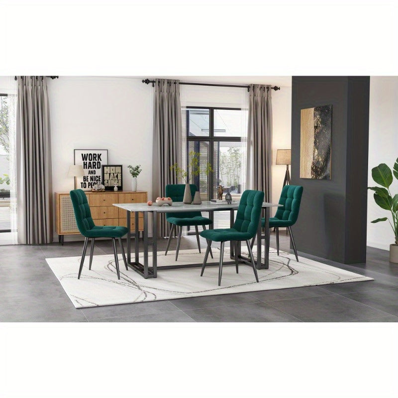 Eetkamerstoel – Stoel – Zithoekstoel – Keukenstoel – Design Stoel – Donkergroene Fluwelen Bekleding – Metalen Frame – Comfortabel En Stevig – Set Van 4
