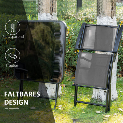 Bistroset – Balkonset – Tuinset – Tuinmeubelen – Zitgroep – Metaal Gepoedercoat – Inklapbaar Met Gehards Glasblad