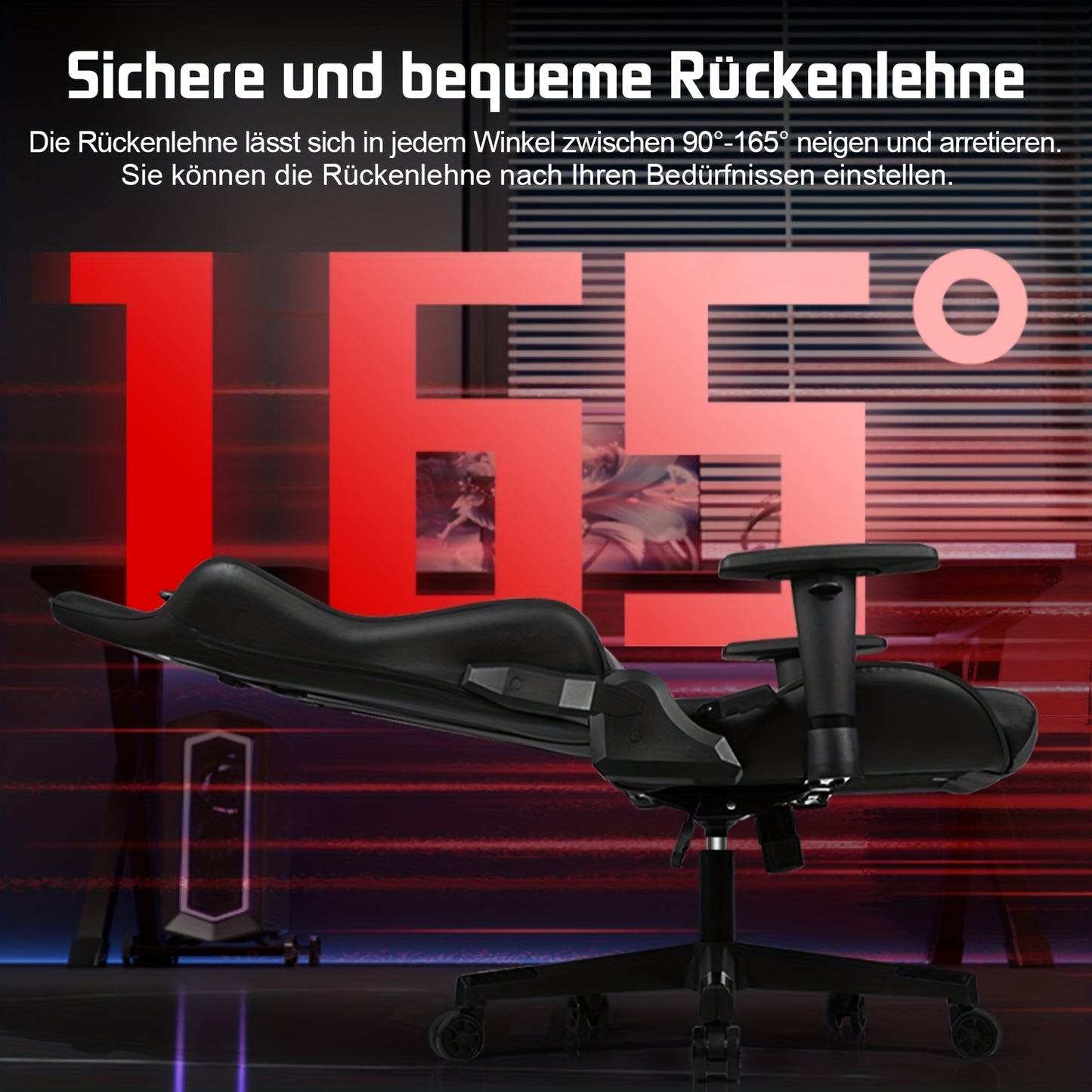 Gamingstoel – Gamestoel – Gaming Chair – Game Stoel – Gamestoel met Voetsteun – Ergonomisch Design – Verstelbare Lendensteun en Hoofdsteun – 360° Draaibaar – Maximaal 150 kg Belastbaar