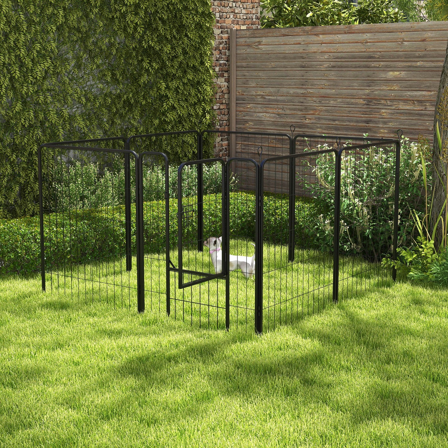 Dierenren – Puppyren – Konijnenren – Knaagdierenren – Hondenren – Stalen Frame – Verstelbare Afmetingen 80x100 cm – Zwarte Epoxy Coating – Met Vergrendelbare Deur