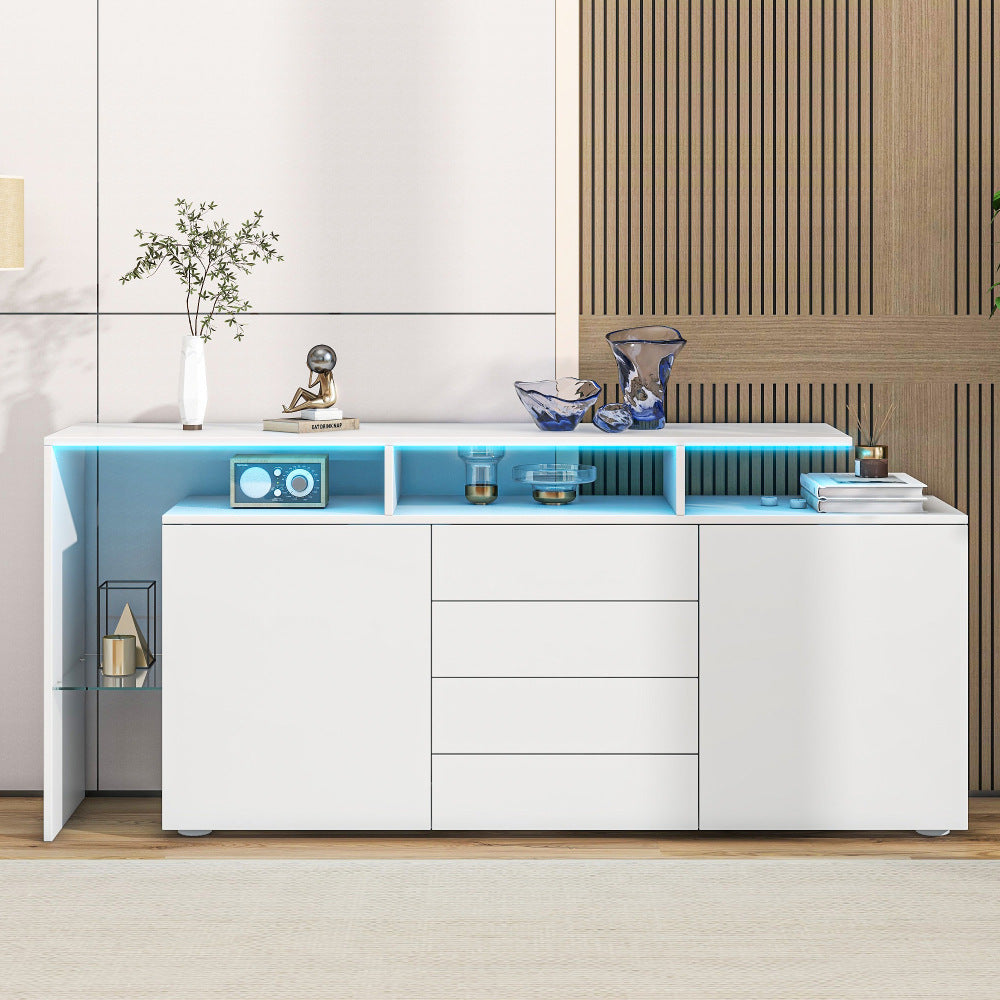Dressoir – Opbergkast – Buffetkast – Kasten – TV Meubel – Hoogglans Wit – Modern Minimalistisch Design – Volledig Gemonteerd – Stevig & Duurzaam