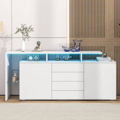 Dressoir – Opbergkast – Buffetkast – Kasten – TV Meubel – Hoogglans Wit – Modern Minimalistisch Design – Volledig Gemonteerd – Stevig & Duurzaam