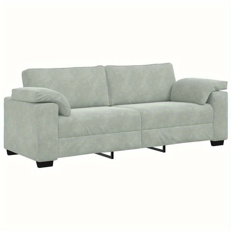 Slaapbank – Zitbank – Bankstel – Bedbank – Fauteuil – 3-zits met 2 stoelen – Lichtblauw wit – Hardhouten frame – Compact 178 cm hoog – Direct gebruiksklaar zonder montage