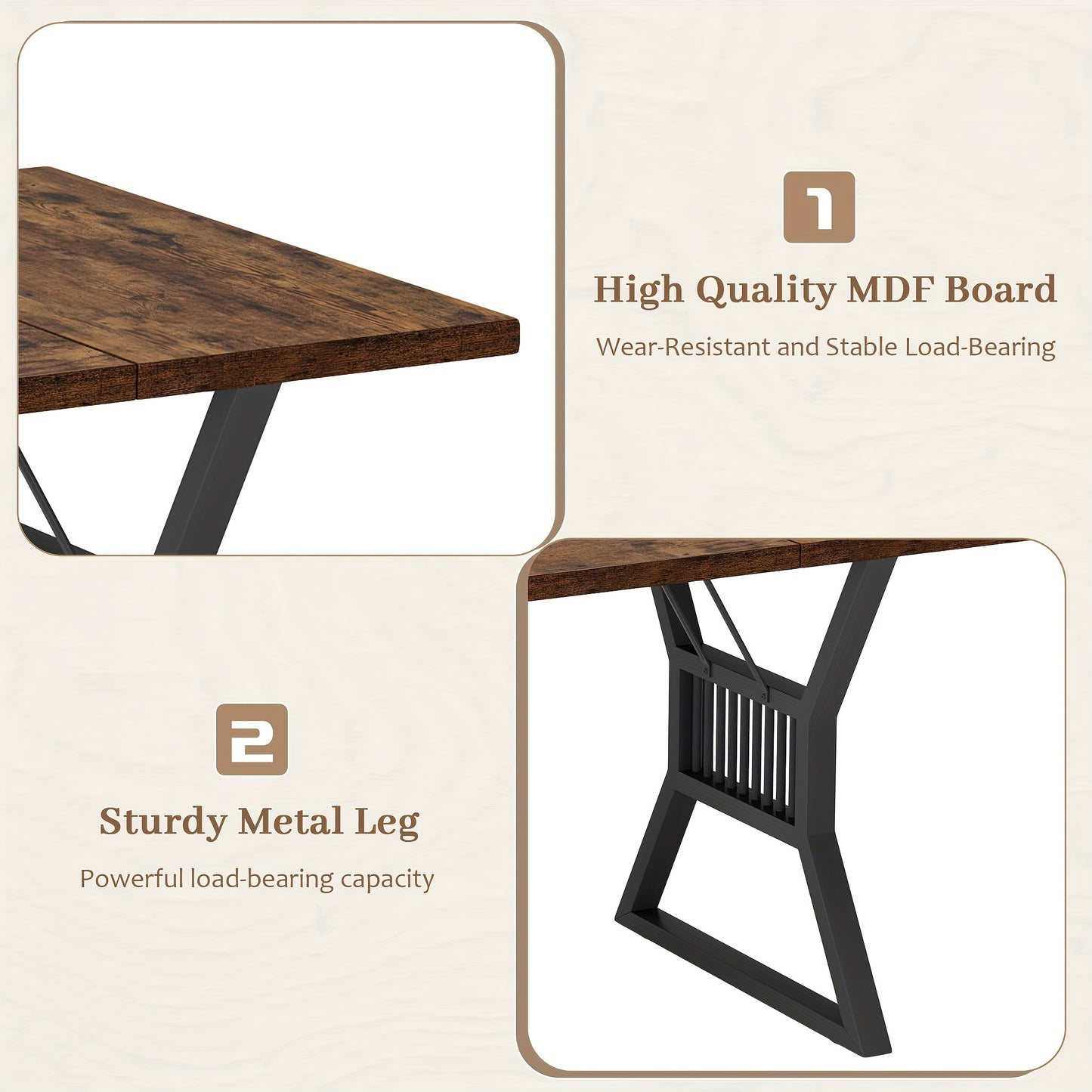 Eettafel – Keukentafel – Tafeltje – Dinertafel – Eetkamertafel – Rechthoekig – 180x75x75 cm – Massief Houten Blad Met Geometrisch Metalen Onderstel