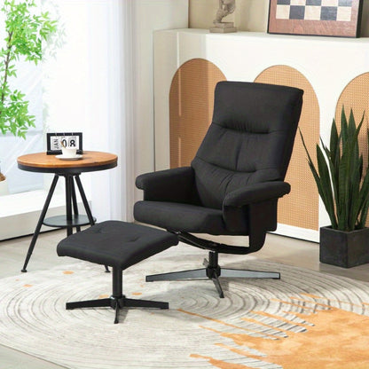 Relaxfauteuil – Draaifauteuil – Schommelstoel – Lounge Stoel – Voetenbank – Zwart Fluweel – Zwaar Metaal Frame – Eenvoudig Schoonmaken