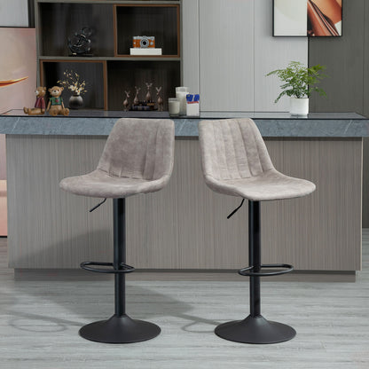 Barkrukken – Barkstoel – Barstoelen – Krukken – Barstoelset – Retro Design – Gaslift Met Voetsteun – Grijs/Zwart