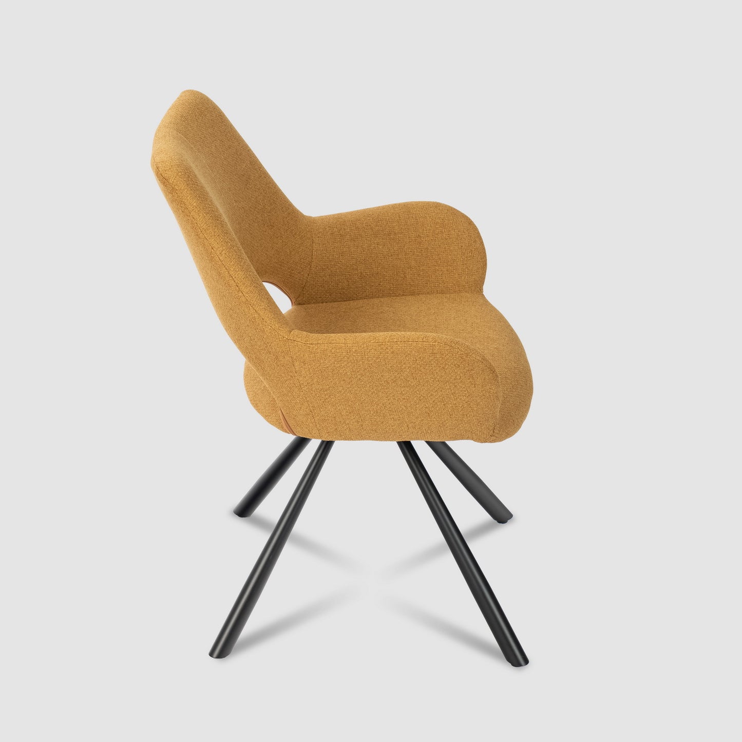 Loungestoel – Fauteuil – Zetel – Relaxstoel – Armstoel – Set van 2 – Gele Stoffering – Scandinavisch Design – Metalen Poten – Comfortabel Zitvlak