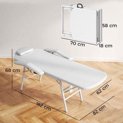 Inklapbare Massagetafel – Massagebank – Therapy Tafel – Fysiotherapie Tafel – Wellness Bed – Draagbaar Ontwerp – Stevig Metalen Frame – Comfortabele Foam Bekleding – Wit