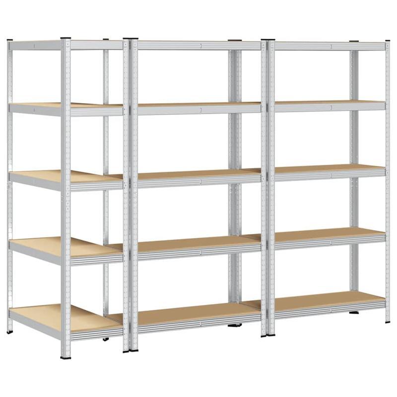 Opbergrek – Opbergkast – Stellingkast – Opbergrekken – Stellingrek – 5 Laags – Set Van 3 – Staal En Hout