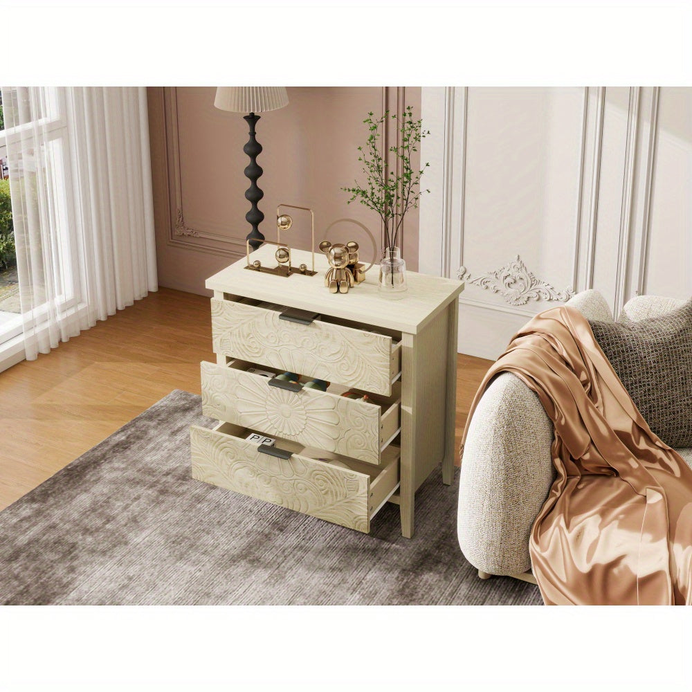 Ladekast – Dressoir – Opbergkast – Ladekast Met Drie Lades – Kast Met Verwisselbare Ladefronten – Natuurlijke Kleur – Ruim Opbergvolume – Duurzame Stevige Constructie