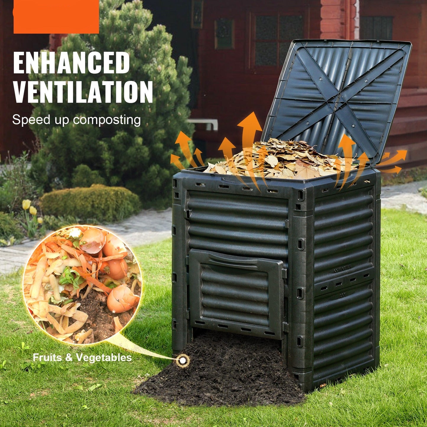 Compostbak – Tuinafvalbak – Composteerbak – Organische Afvalbak – Compostcontainer – 800 Liter Capaciteit – Weerbestendig Lichtgewicht Materiaal
