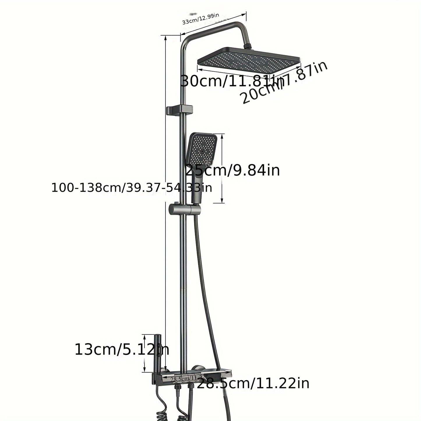 Douche Systeem – Douchekraan – Douche Set – Handdouche – Baduitloop – Grijs Design – Verstelbare Hoogte – Massagefunctie