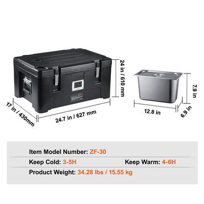 Food Pan Carrier – Geïsoleerde Maaltijdbox – Catering Box – Warmhoudbox – Stapelbare Voedselcontainer – 36 QT Inhoud – 4-6 Uur Warmte Isolatie
