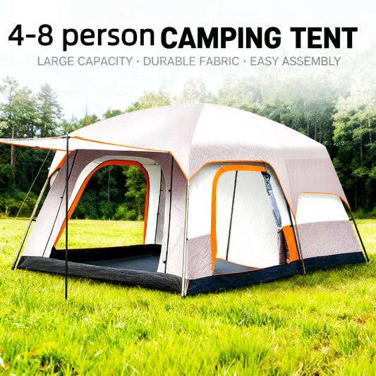 4-12 Person Large Family Luxury Camping Tent with Spacious Oval Plan, All-Season Heavy-Duty Outdoor Tent Suitable for Camping,, Glamping - Easy Setup & Durable Frame