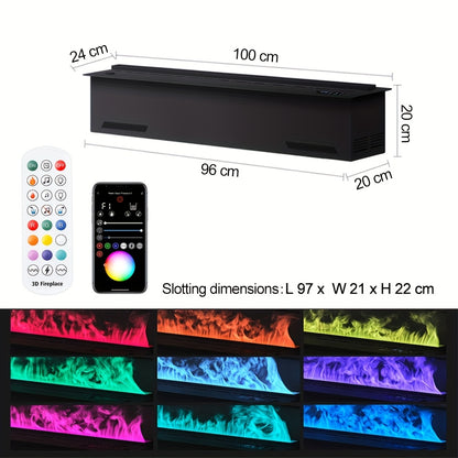 3D Elektrische Open Haard – Elektrische Haard – Sfeerhaard – Wandhaard – Mistverneveling Haard – 100 cm – LED Vlammen Met Mist Effect – Luchtbevochtiging Met Timer