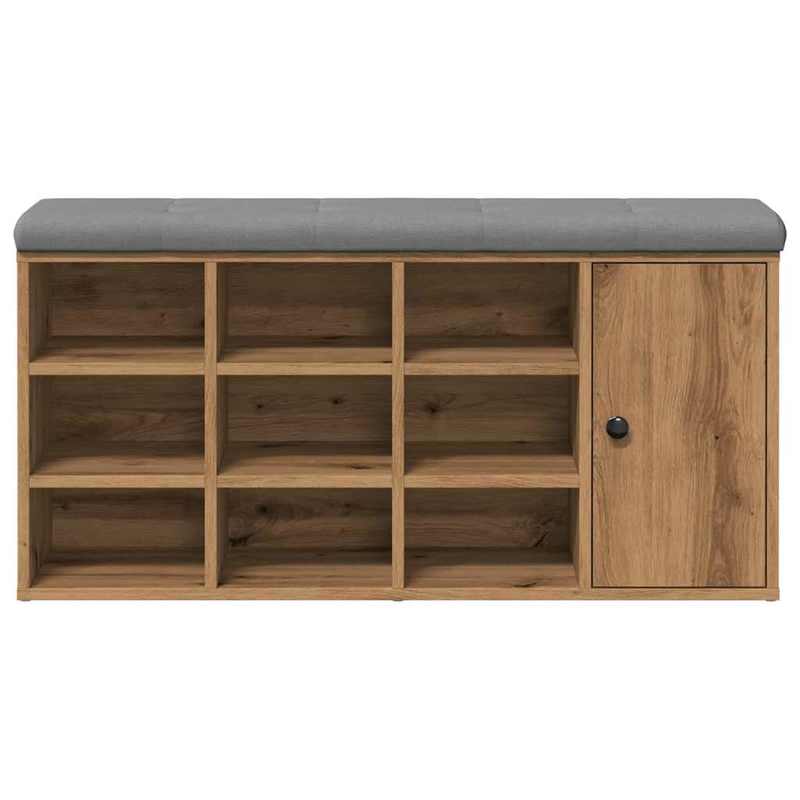 Modern Solid Wood Shoe Bench with Cushioned & Storage - Heavy-Duty Entryway Bench, Particle Board-Free, Oak (102x32x50cm) - Freestanding Hallway Furniture, Shoe Cabinet for Hallway or