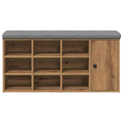 Modern Solid Wood Shoe Bench with Cushioned & Storage - Heavy-Duty Entryway Bench, Particle Board-Free, Oak (102x32x50cm) - Freestanding Hallway Furniture, Shoe Cabinet for Hallway or
