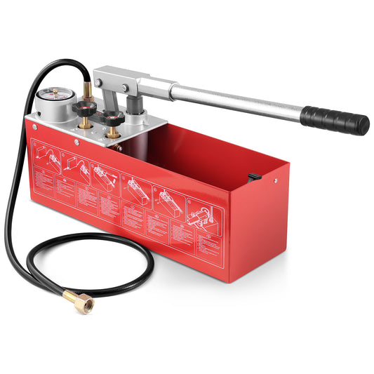 Hydrostatische Testpomp – Handpomp – Druktester – Waterdrukmeter – Oliedrukmeter – 25 Bar Max Druk – Aluminium Behuizing – 10 Liter Reservoir