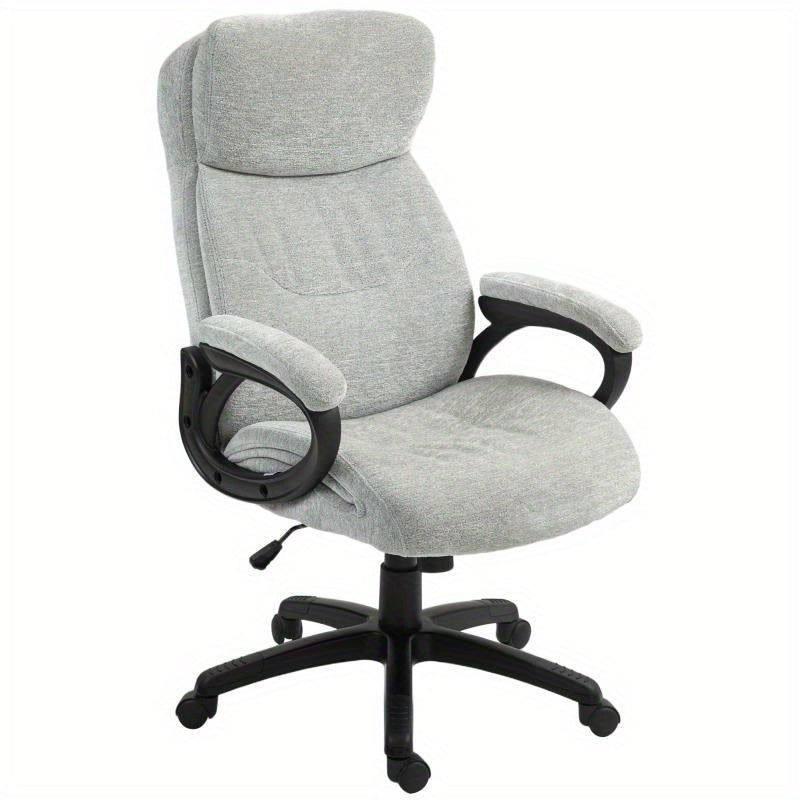 Bureaustoel – Bureaustoel Ergonomisch – Draaistoel – Werkstoel – Studietoel – Verstelbare Zithoogte – Stevig PVC Frame – Lichtgrijs – Comfortabele Leren Bekleding – Max 120 kg