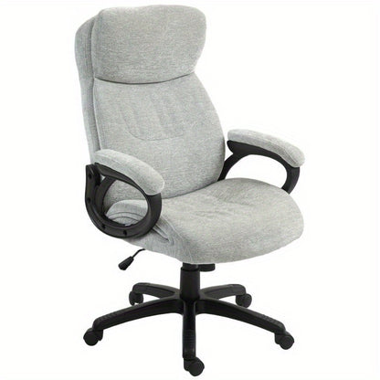 Bureaustoel – Bureaustoel Ergonomisch – Draaistoel – Werkstoel – Studietoel – Verstelbare Zithoogte – Stevig PVC Frame – Lichtgrijs – Comfortabele Leren Bekleding – Max 120 kg