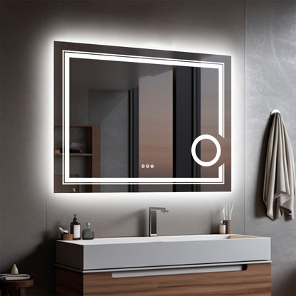 Badkamerspiegel – Wandspiegel – Verlichte Spiegel – LED Spiegel – Make-up Spiegel – 60x80 cm – 3X Vergroting – Anti-Condensfunctie