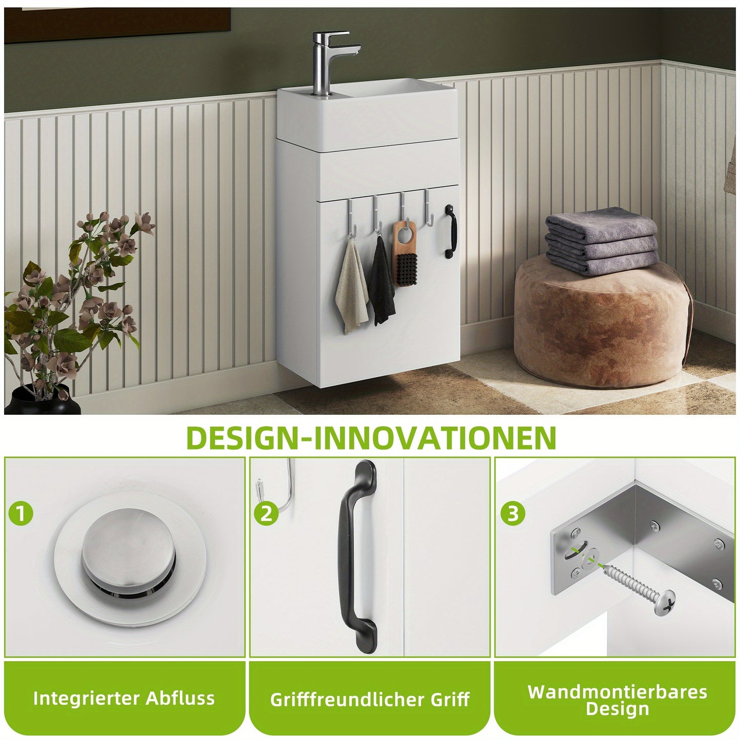 Wastafelmeubel – Badkamermeubel – Opbergkast – Wastafelkast – Toiletkast – Compact Ontwerp – Keramische Wastafel Zonder Kraan