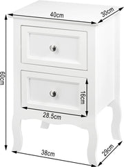 Klein dressoir - bijzettafel - Nachtkastje Met 2 Lades - Barok - Zwart - 40x30x60cm