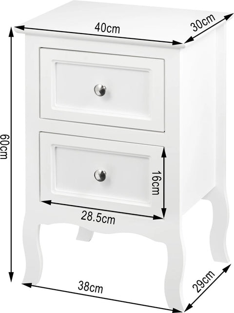 Klein dressoir - bijzettafel - Nachtkastje Met 2 Lades - Barok - Zwart - 40x30x60cm