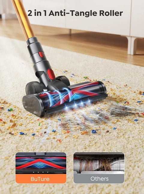 Stofzuiger - Draadloze Stofzuiger - Zonder zak - Aanpasbare Zuigkracht - Met LED Scherm - 500W - Paars