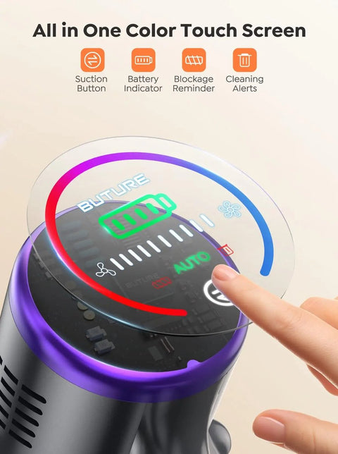 Stofzuiger - Draadloze Stofzuiger - Zonder zak - Aanpasbare Zuigkracht - Met LED Scherm - 500W - Paars
