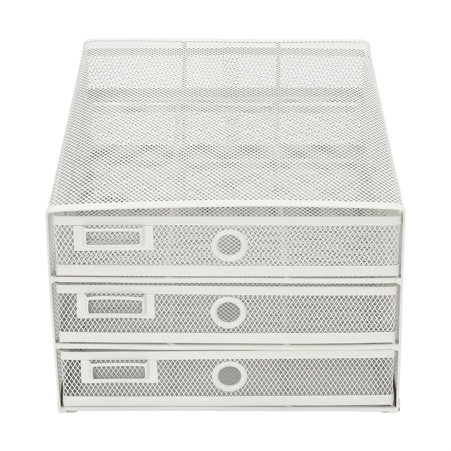 CNCEST Heavy-Duty Carbon Steel Desk Organizer with 3-Tier Mesh Drawers - No Assembly Needed, Large Open Top, Sturdy Construction for Home Office, Workspace - Ideal Gift for Professionals (White), Desk Accessories Office, Docu