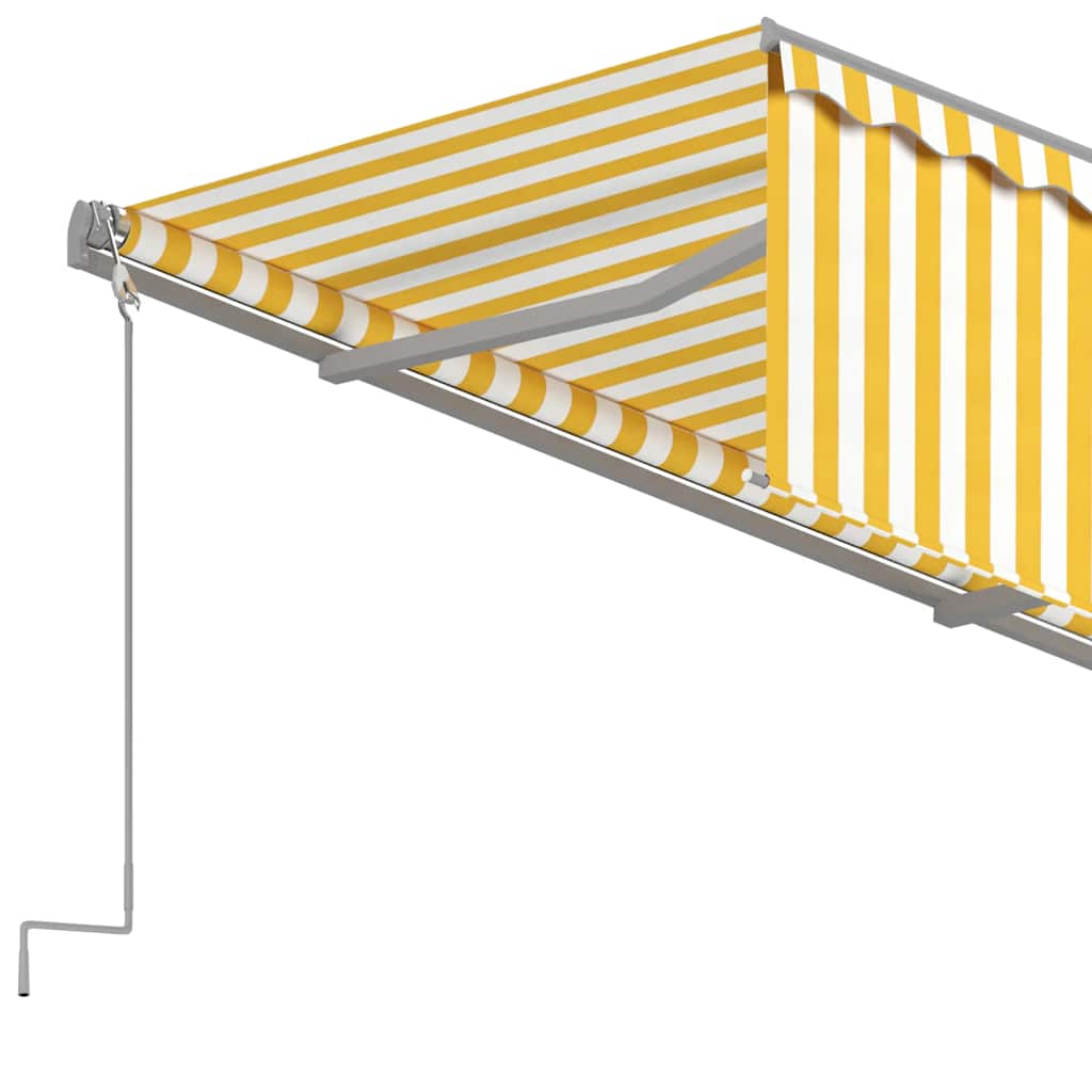 Zonnescherm – Zonwering – Uitschuifbare Luifel – Schaduwdoek – Terrasoverkapping – Geel en Wit – 5x3 Meter – UV- en Waterbestendig Polyester